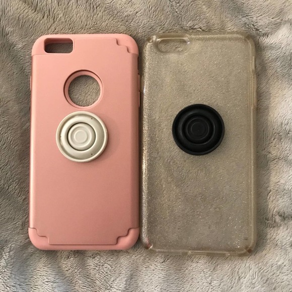 Apple iPhone 6 Plus Case Bundle w/ Pop Attach Pink Clear Sparkle Metallic - Picture 2 of 5